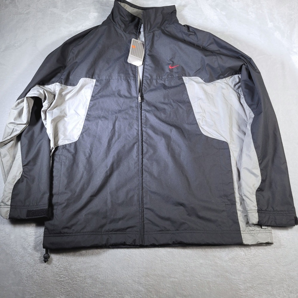 Nike Windbreaker Jacket Mens 3XL Black Grey Full Zip Fleece Lined 177299-010